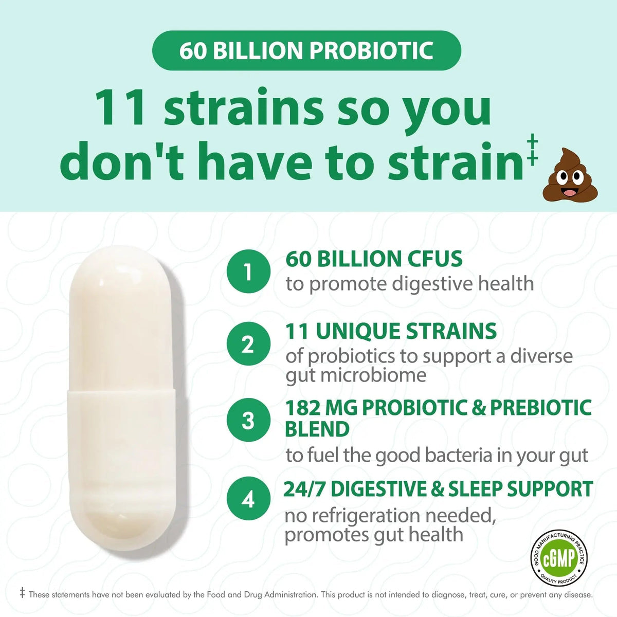 BioJhchang Probiotics Supplements 60 Billion CFUs 11 Diverse Strains Natural Prebiotics for Immune, Digestive Gut Health Supports Occasional Constipation Diarrhea Gas Bloating for Women & Men - Maple Wellness Supplements