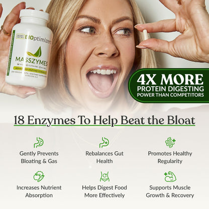 BIOptimizers MassZymes - Complete Digestive Enzymes Supplement for Gut Health - Bloating Relief for Men and Women - Maple Wellness Supplements