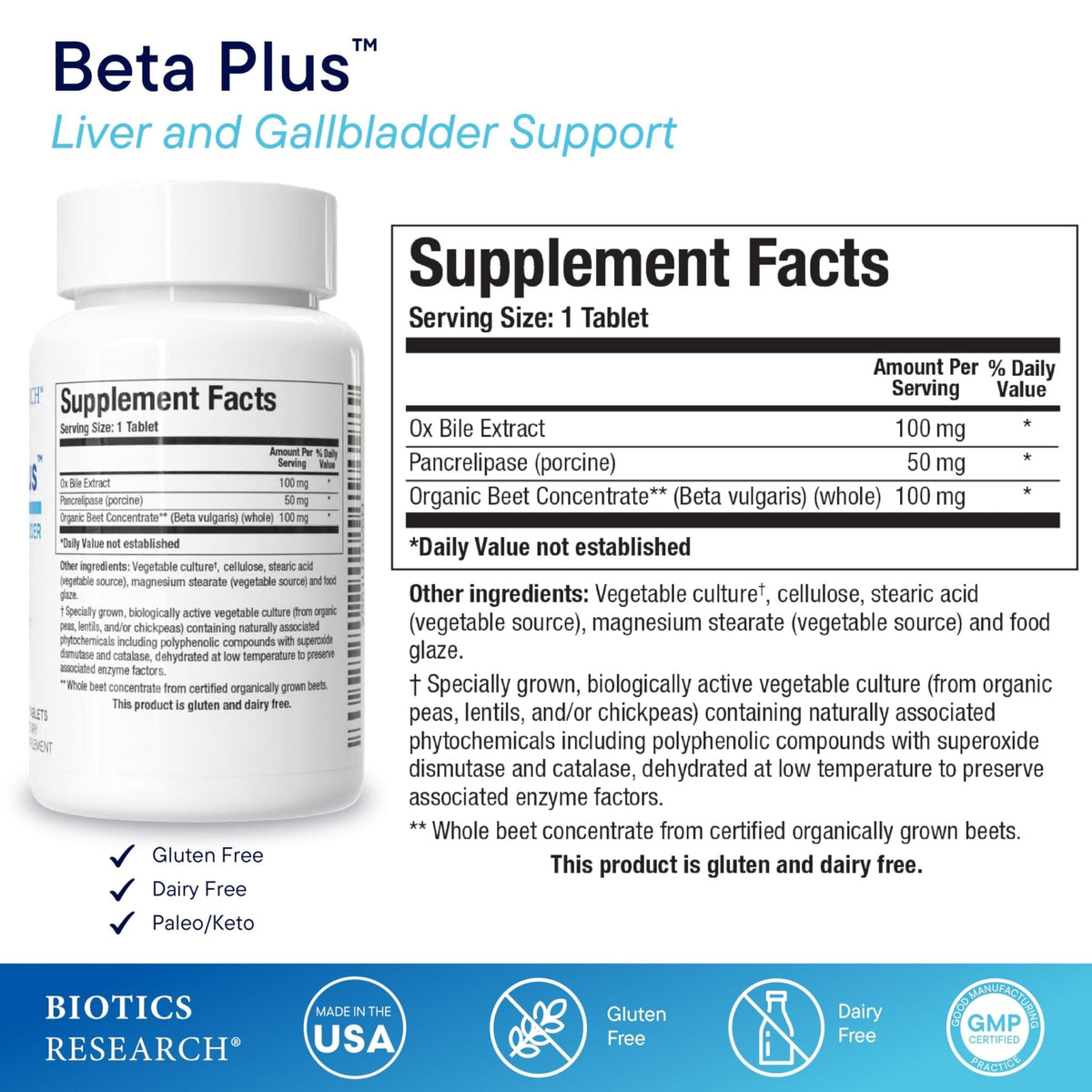 Biotics Research Beta-Plus™ Nutritional Ox Bile Salts Digestive Enzymes Supplement for Bile Production for No Gallbladder-Supports Overall Liver Function, - Maple Wellness Supplements
