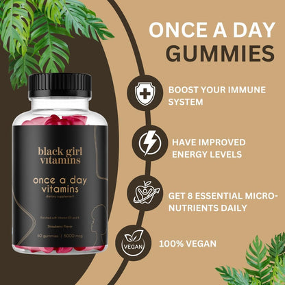Black Girl Vitamins Look Good Feel Good Bundle – Hair Skin & Nails, Vitamin D3 2000IU & Once a Day Multivitamin - Women's Supplement Bundle - Maple Wellness Supplements