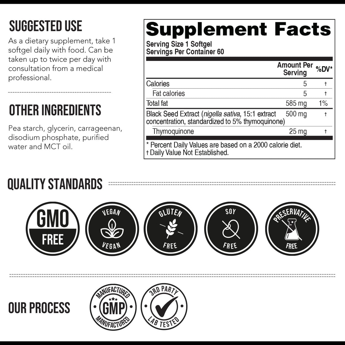 Black Seed Oil Softgels | 5% Thymoquinone - TQ-Advanced® | High Potency - 500 mg per Capsule - 15:1 Concentrate from Nigella Sativa Extract - Maple Wellness Supplements