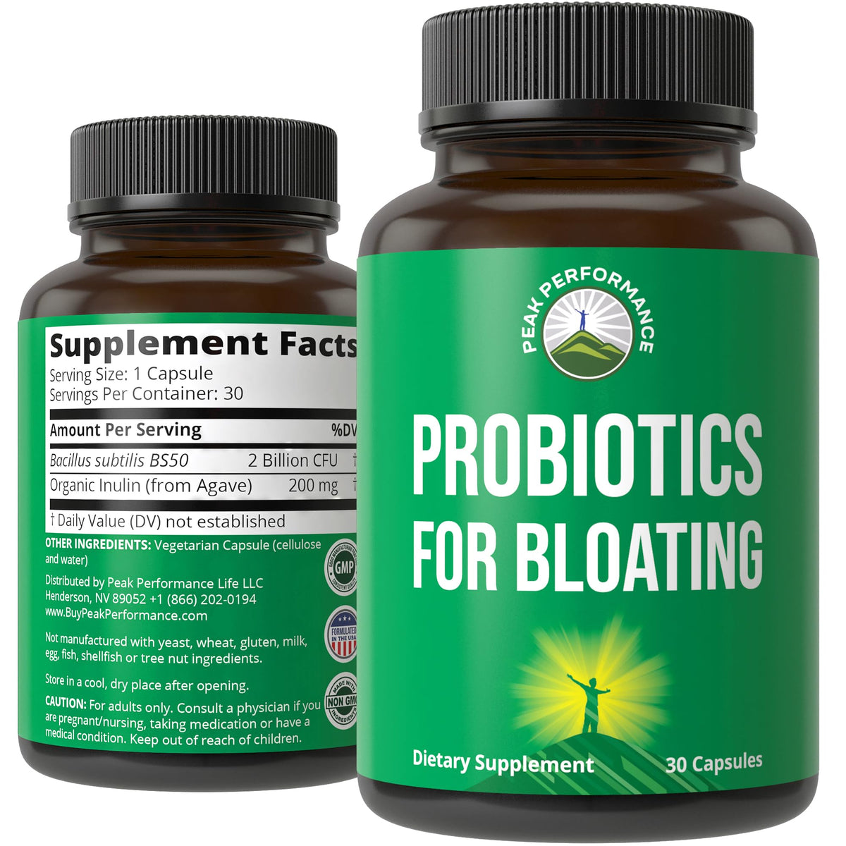 Bloat and Gas Probiotic - Proven Relief with Clinically Studied Bacillus Subtilis BS50 + Prebiotic Fiber - Fast Acting Anti Bloating Pills Supplement - Maple Wellness Supplements
