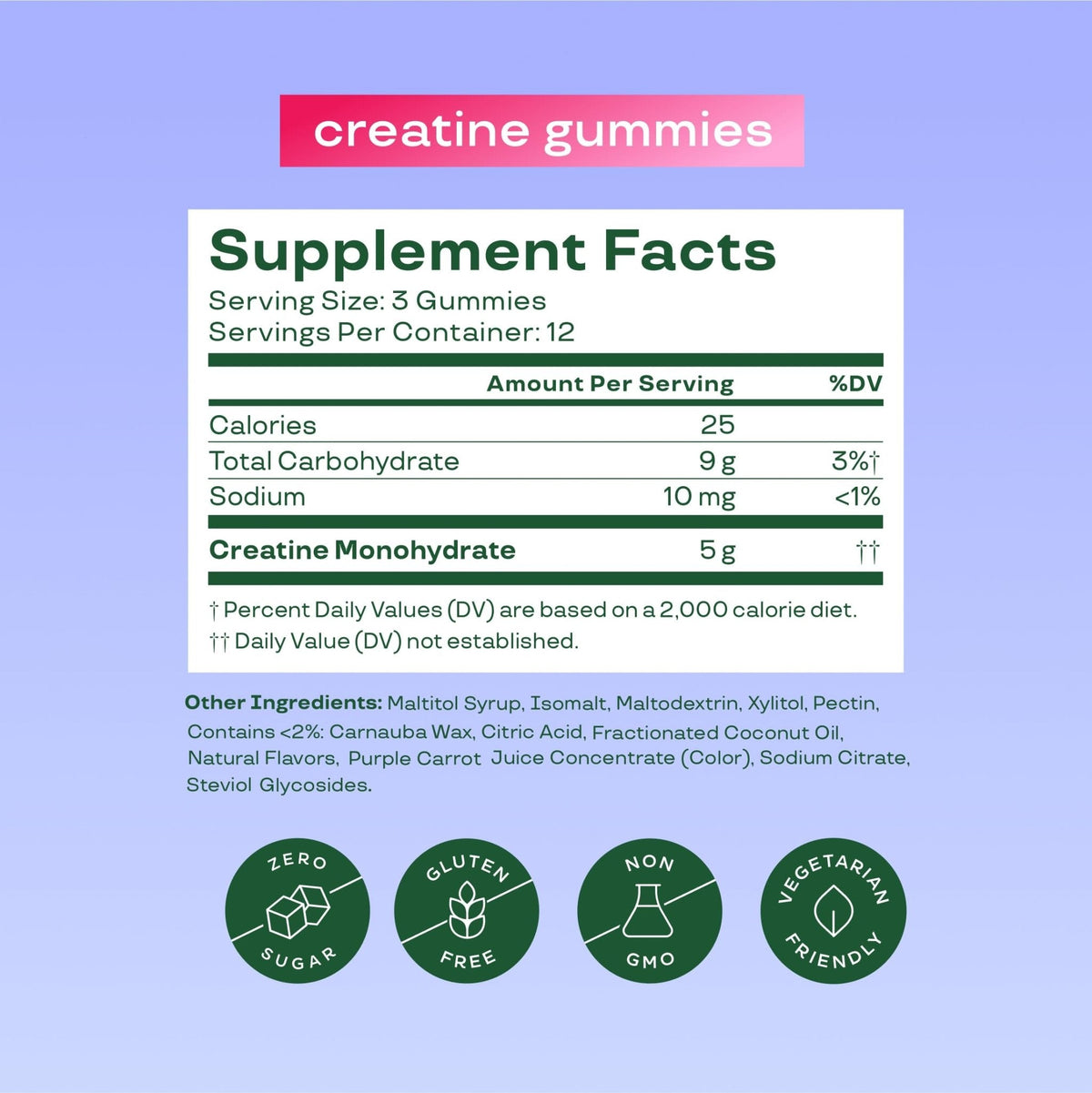 Bloom Creatine Monohydrate Gummies, 5g Per Serving, Sugar Free Creatine Gummy for Workout, Strength, Cognitive Health & Lean Muscle Support - Maple Wellness Supplements
