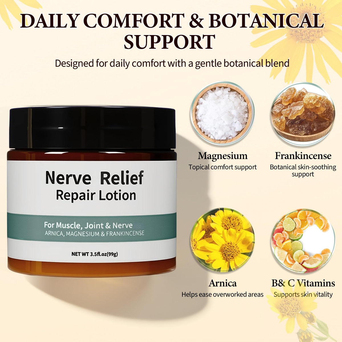 BLOWADM Nerve Cream,Neuropathy Lotion With Arnica,Magnesium For Joint,Daily Nourishment For Knee,Lumbar,Neck,Hand And Foot(3.5oz - Maple Wellness Supplements