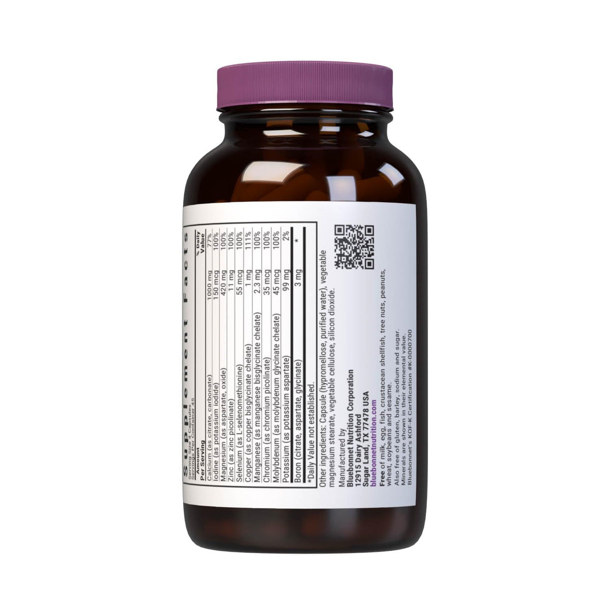 Bluebonnet Multi Minerals Supplement Plus Boron Chelated Magnesium Potassium Copper Selenium Manganese Chromium & Zinc Complex for Women & Men - No Iron, Non-GMO, Gluten-Free - 180 Vegetable Capsules - Maple Wellness Supplements