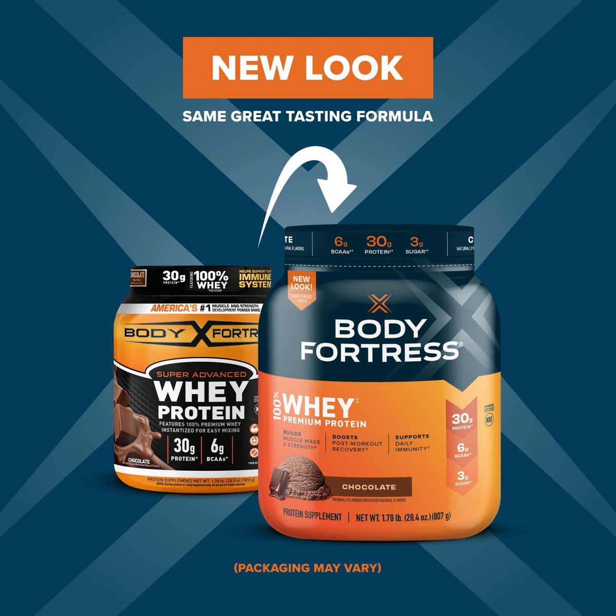 Body Fortress 100% Whey, Premium Protein Powder, Chocolate, 1.78lbs, Packaging May - Maple Wellness Supplements
