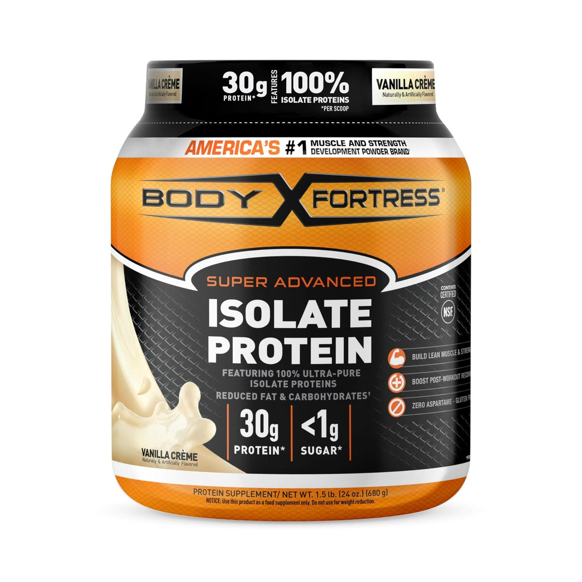 Body Fortress Super Advanced Isolate Protein Powder, Gluten Free, Vanilla Creme Flavored - Maple Wellness Supplements