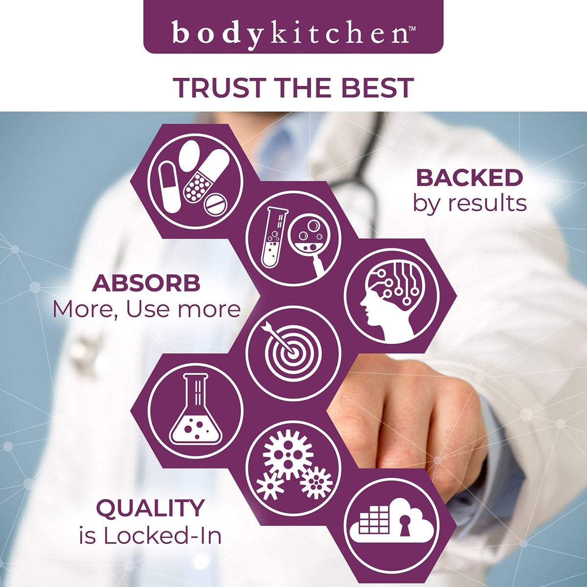 Body Kitchen Pro-Elastin, 1000 mg Elastin Supplement, Help Reduce Signs of Aging, Improved Skin Health, Firmness & Elasticity, Fewer Wrinkles, Veggie Caps, (Pack of 2) - Maple Wellness Supplements