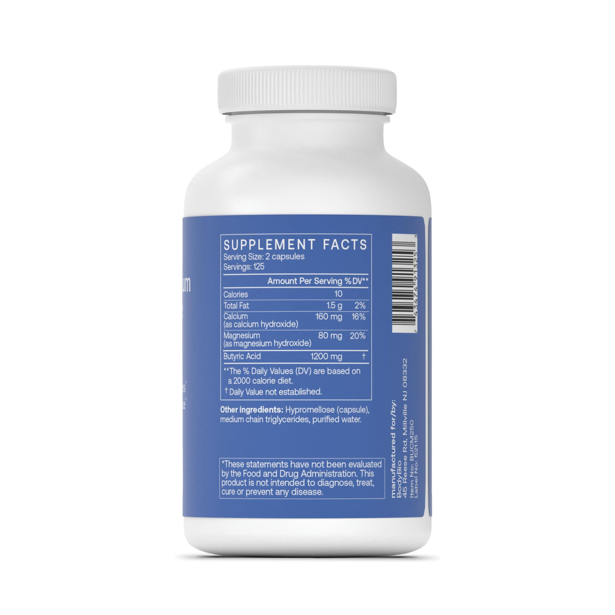 BodyBio Butyrate - Postbiotic for Gut Health, Digestive Support, Bloat, Gas & Constipation Relief, Leaky Gut Repair - Calcium, Magnesium - Maple Wellness Supplements