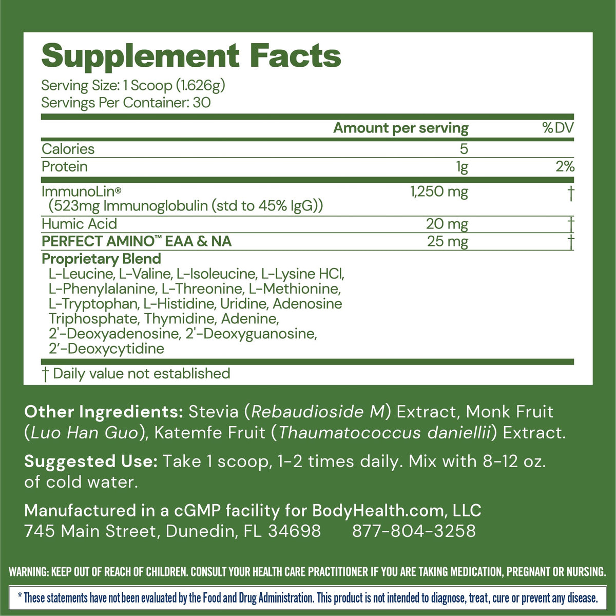 BodyHealth Gut Restore with PerfectAmino, ImmunoLin, and Humic Acid - Gut Health Supplement for Digestive and Immune Support - Unflavored - 30 Servings - Maple Wellness Supplements