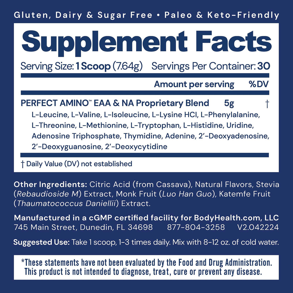 BodyHealth PerfectAmino Powder - EAA Powder for Pre and Post Workout - Amino Acid Energy Drink for Men and Women to Support Lean Muscle and Recovery - Maple Wellness Supplements