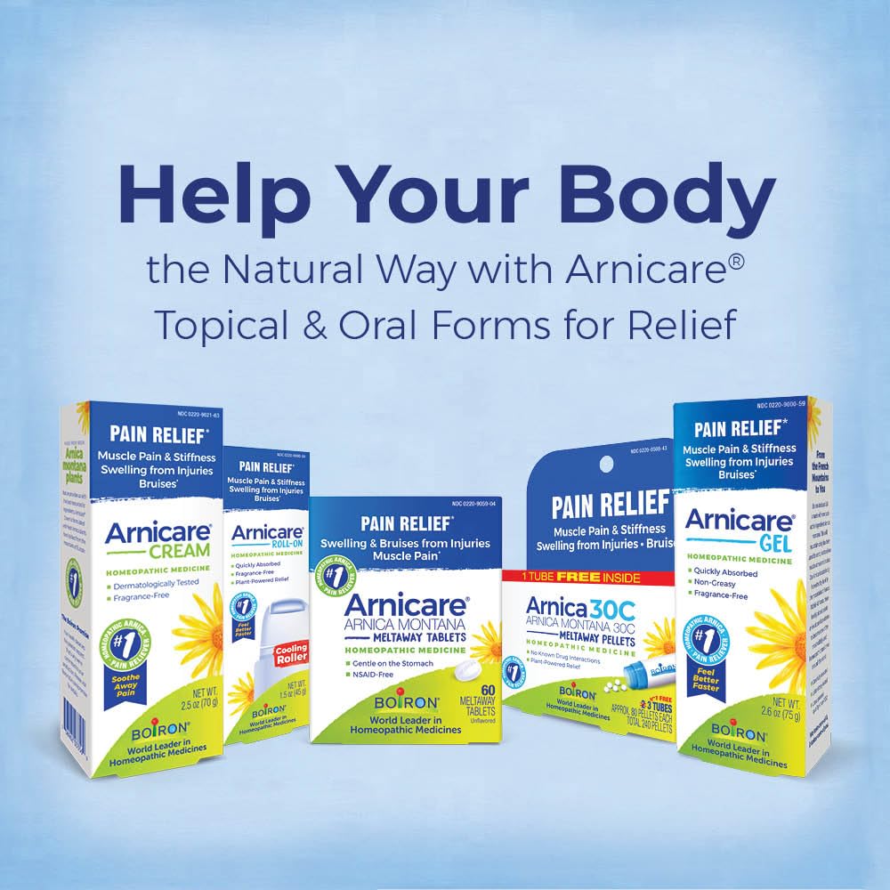 Boiron Arnicare Cream for Relief for Joint Pain, Muscle Pain, Muscle Soreness, and Swelling from Bruises or Injury - Fast Absorbing and Fragrance-Free - 1.3 oz - Maple Wellness Supplements