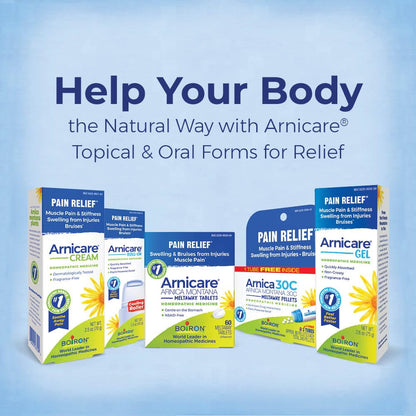 Boiron Arnicare Gel and Arnica 30c Value Pack for Pain Relief, Muscle Soreness, and Swelling from Bruising or Injury - 2.6 oz + 80 Pellet Tube - Maple Wellness Supplements