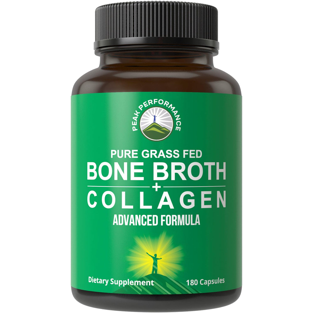 Bone Broth Collagen Capsules. 180 Pills of Grass Fed Bone Broth Collagen Protein Peptides. Contains All 3 Types 1, 2, and 3. Pure Pasture Raised Paleo Friendly Tablets for Women and Men - Maple Wellness Supplements