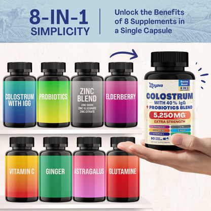 Bovine Colostrum Supplement Capsules 5250 MG, Grass Fed Cow Colostrum - Maple Wellness Supplements