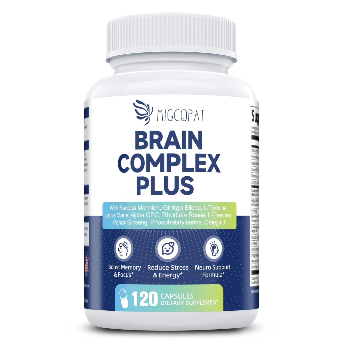 Brain Supplements for Memory and Focus | Nootropic with Bacopa Monnieri, Lion's Mane, Alpha GPC, Ginkgo Biloba | Mental Clarity & Cognitive Support | Vitamin B6 & B12 Neuro Health - Non-GMO, 120 Caps - Maple Wellness Supplements