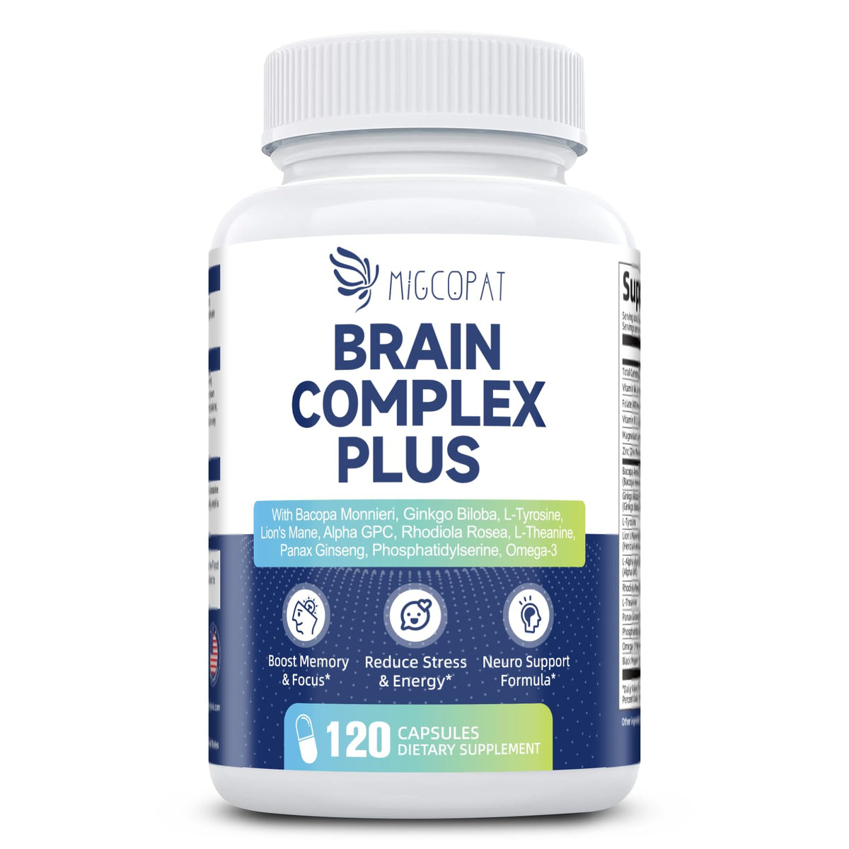 Brain Supplements for Memory & Focus - Nootropic with Bacopa Monnieri, Lion's Mane, Alpha GPC, Phosphatidylserine | Supports Mental Clarity & Cognitive Function | Vitamin B6 & B12-120 Capsules - Maple Wellness Supplements