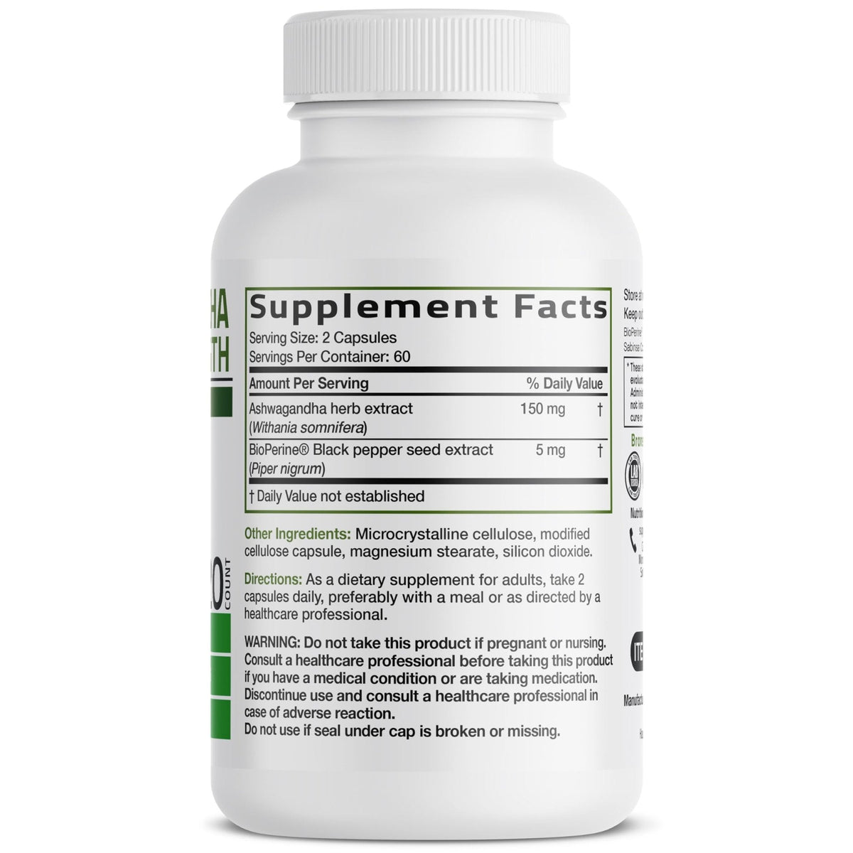 Bronson Ashwagandha Extra Strength Stress & Mood Support with BioPerine - Non GMO Formula, 120 Vegetarian Capsules - Maple Wellness Supplements