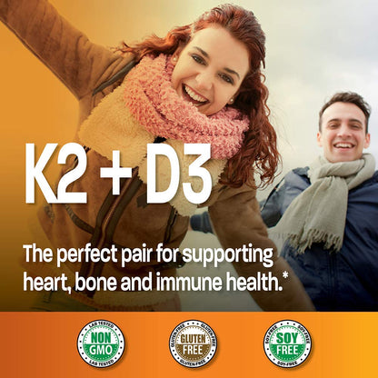 Bronson Vitamin K2 (MK7) with D3 Supplement Non-GMO Formula 5000 IU Vitamin D3 - Maple Wellness Supplements