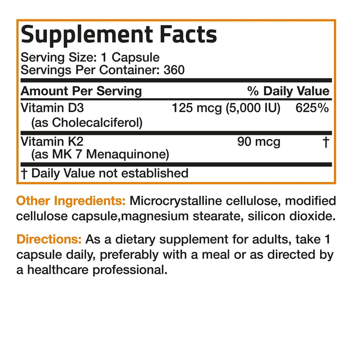 Bronson Vitamin K2 (MK7) with D3 Supplement Non-GMO Formula 5000 IU Vitamin D3 - Maple Wellness Supplements