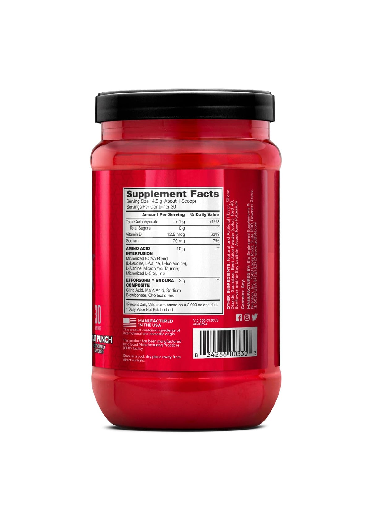 BSN Amino X Muscle Recovery & Endurance Powder, BCAAs, 10 Grams of Amino Acids, Keto Friendly, Caffeine-Free, Support Endurance, Zero Sugar, Fruit Punch, 30 servings, - Maple Wellness Supplements