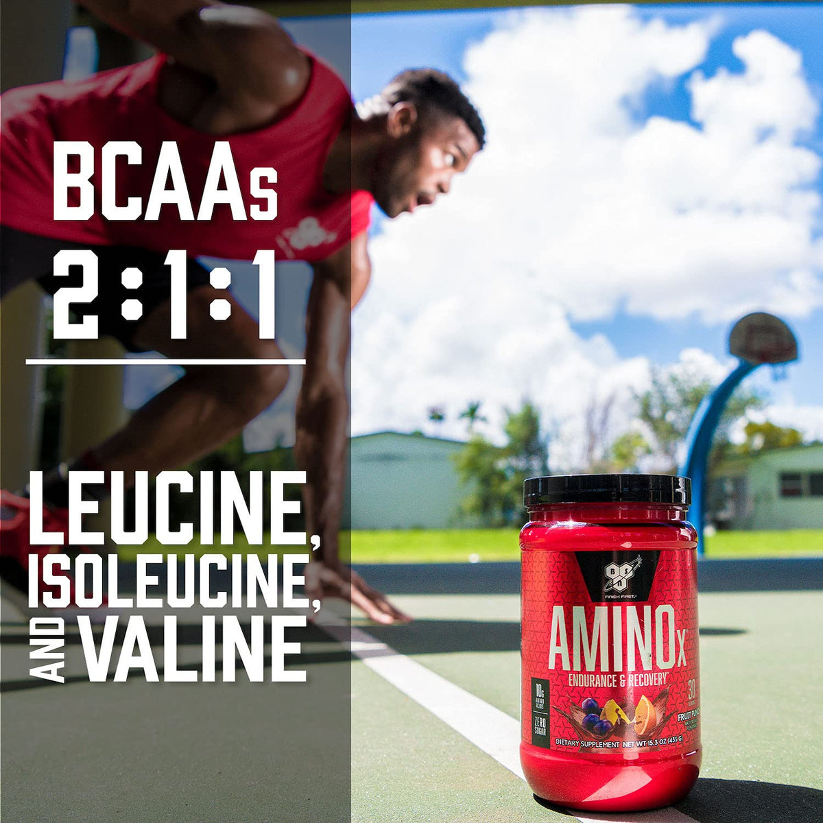 BSN Amino X Muscle Recovery & Endurance Powder, BCAAs, 10 Grams of Amino Acids, Keto Friendly, Caffeine-Free, Support Endurance, Zero Sugar, Fruit Punch, 30 servings, - Maple Wellness Supplements