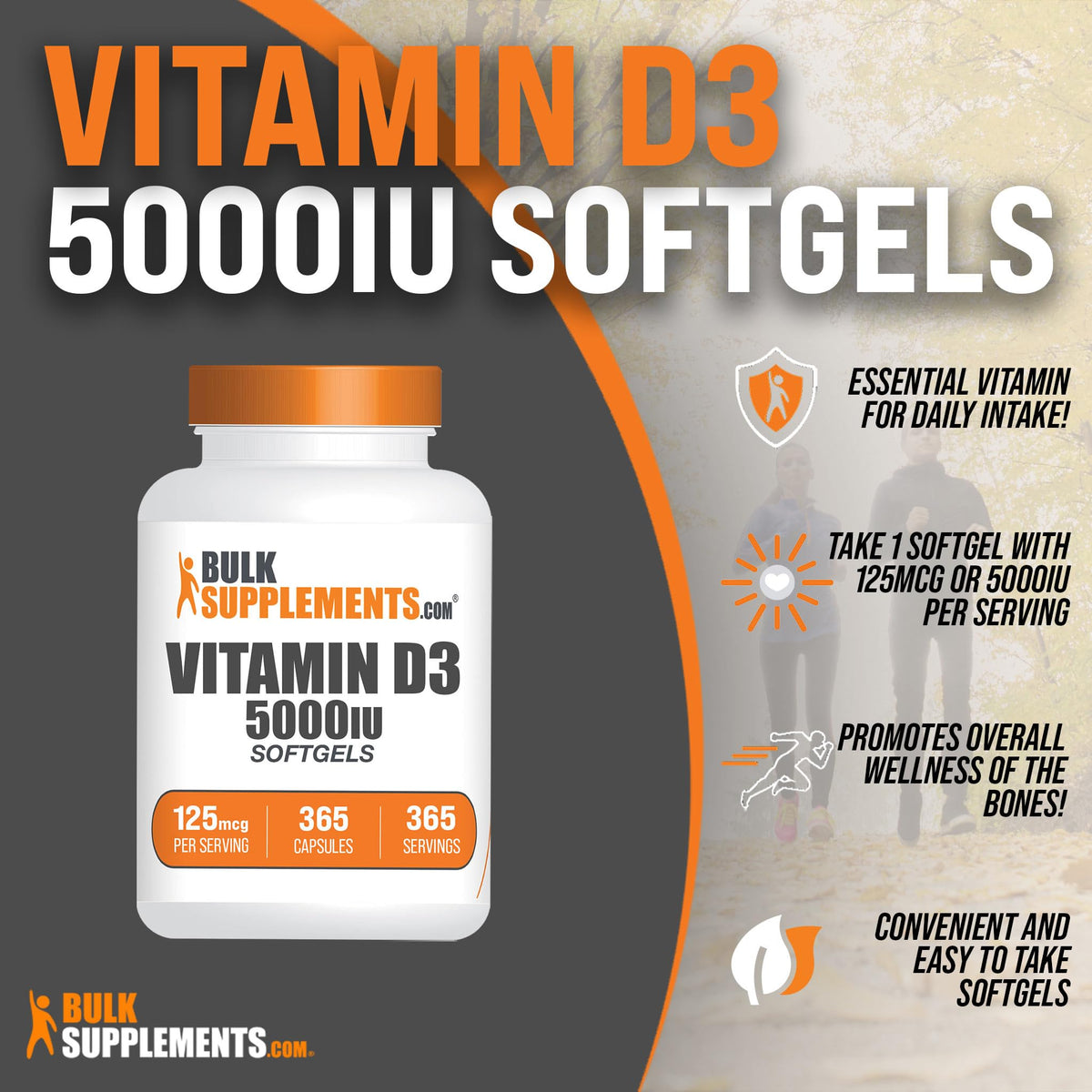 BULKSUPPLEMENTS.COM Vitamin D3 5000IU Softgels - Cholecalciferol, D3 Supplement - Maple Wellness Supplements