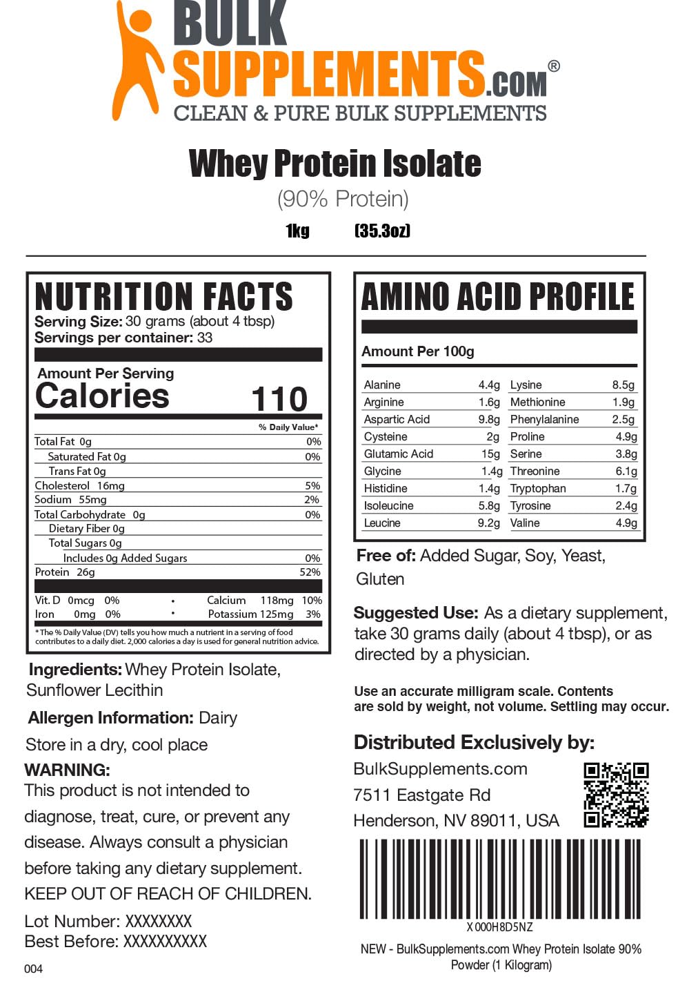 BulkSupplements.com Whey Protein Isolate Powder - Protein Supplement - Protein Powder - Maple Wellness Supplements