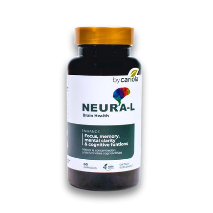 BY CARIOLA Neural-L Natural Brain Support Supplement 60 Caps - Mental Support – Memory Booster - Concentration - Natural Formula - Ashwagandha - L-Tyrosine - L-Theanine - Maple Wellness Supplements