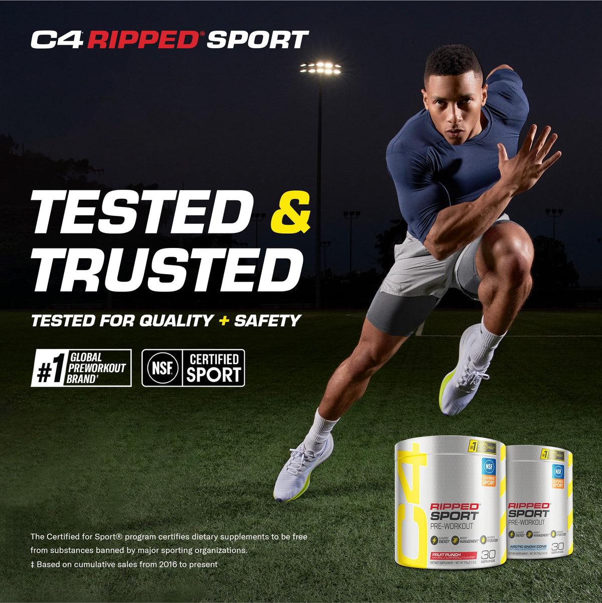 C4 Ripped Sport Pre Workout Powder Fruit Punch - NSF Certified for Sport + Sugar Free - Maple Wellness Supplements