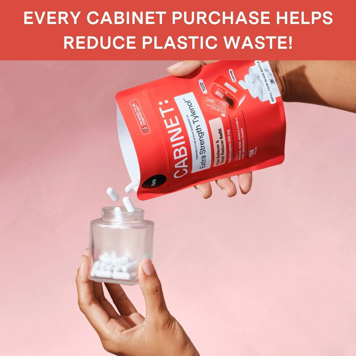 Cabinet: 500mg Acetaminophen for Headache Relief, Toothaches, Sore Throat, and Fever Reducer, 120 Tablets (Refill Pouch) - Maple Wellness Supplements
