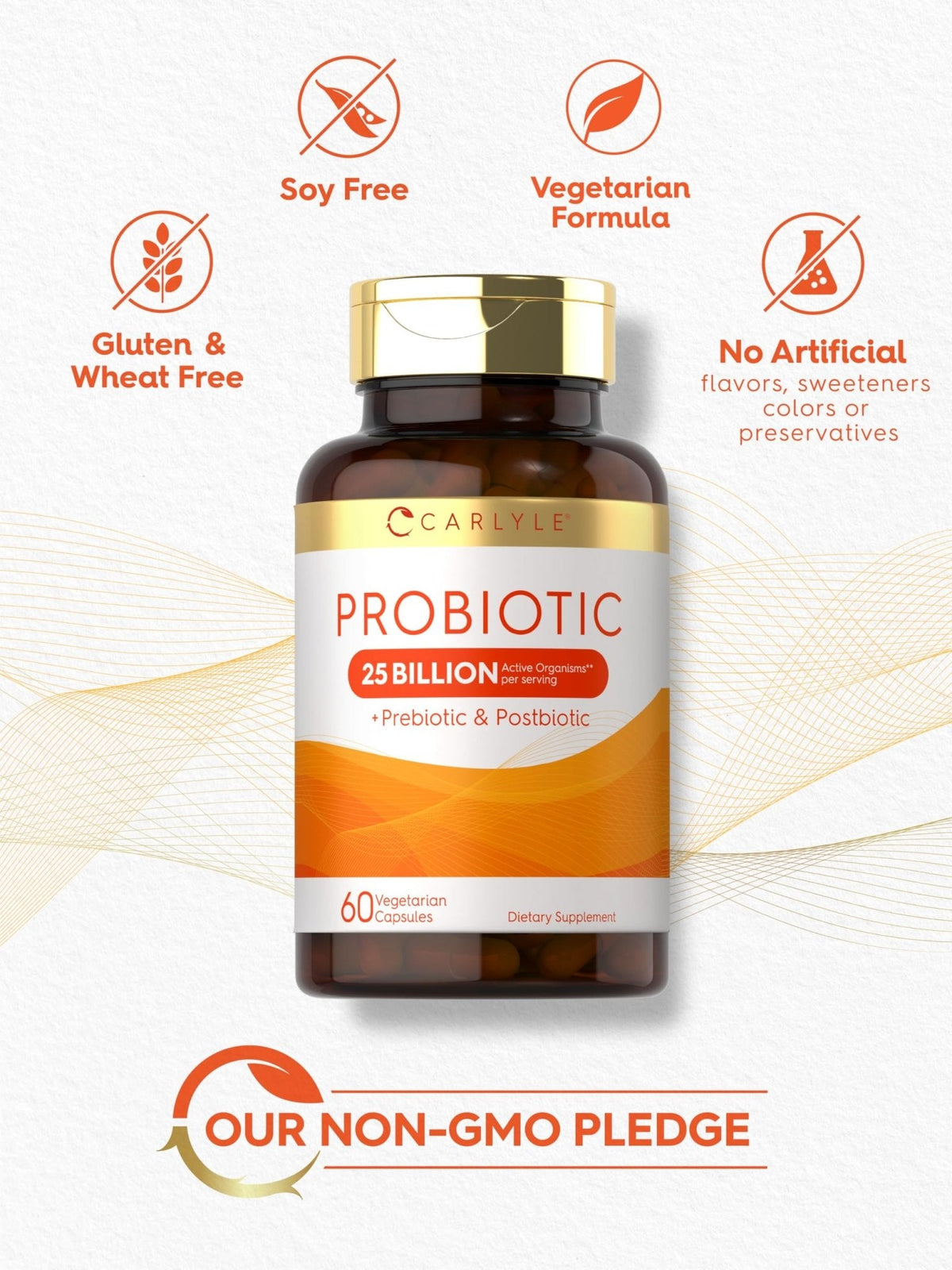 Carlyle Probiotic with Prebiotics & Postbiotics | 25 Billion CFU | 60 Capsules | Supplement for Women & Men | Powder Pills - Maple Wellness Supplements