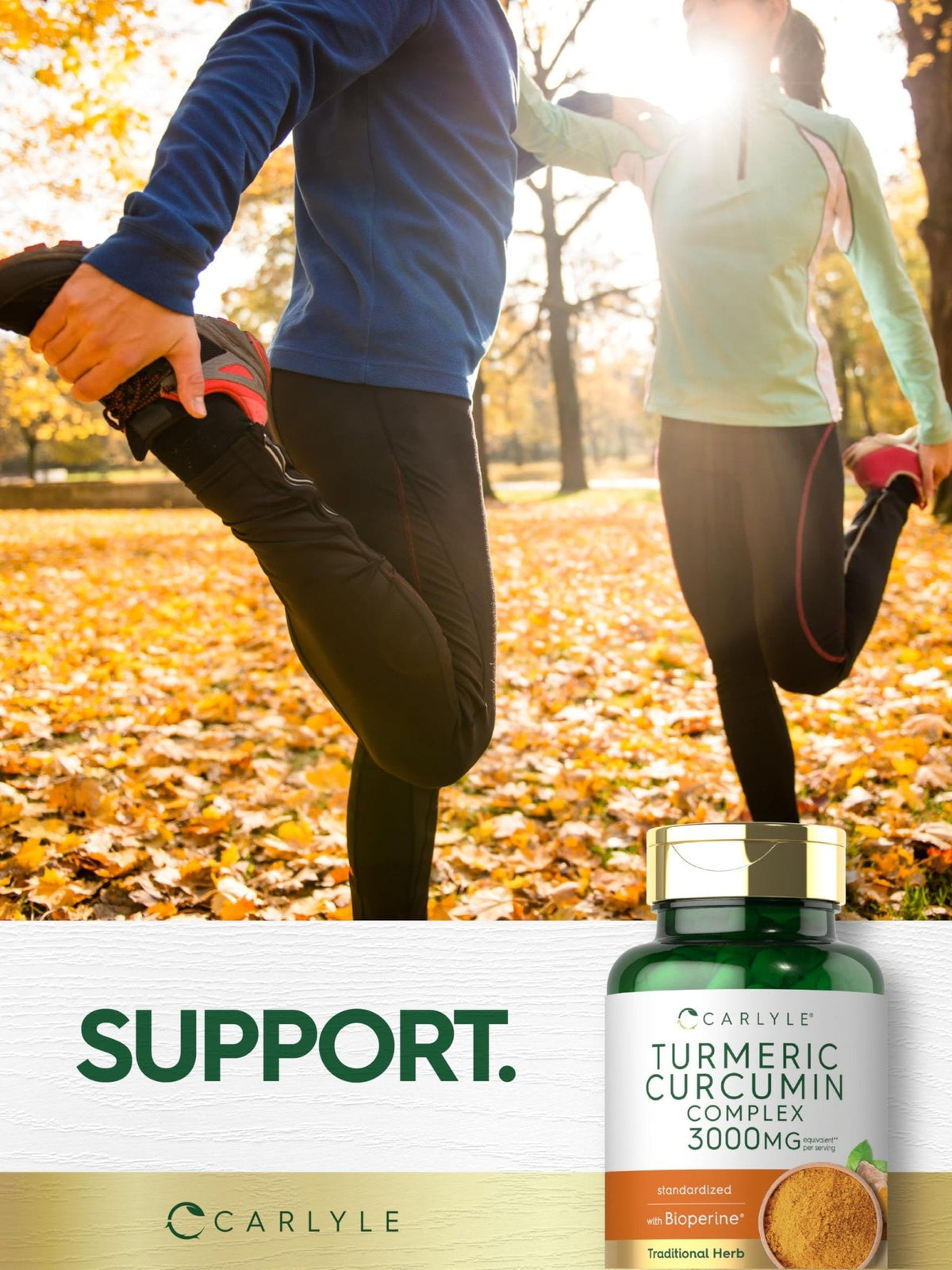 Carlyle Turmeric Curcumin with Black Pepper | 90 Powder Capsules | Complex Supplement with Bioperine | Non-GMO, Gluten Free - Maple Wellness Supplements