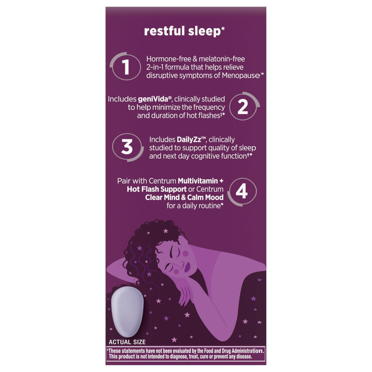 Centrum Restful Sleep Menopause Support Tablets, Supplement with Clinically Studied DailyZz and geniVida, 28 Count - Maple Wellness Supplements