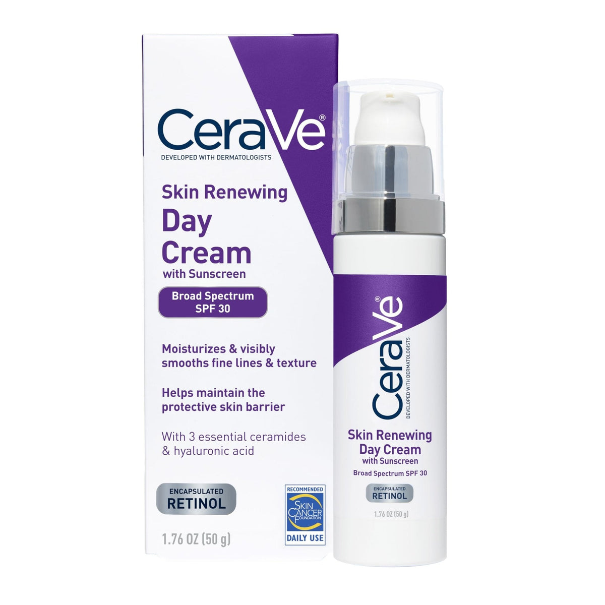CeraVe Anti-Aging Face Cream SPF 30, Anti-Wrinkle Retinol Cream with Hyaluronic Acid and Ceramides, 1.76 oz - Maple Wellness Supplements