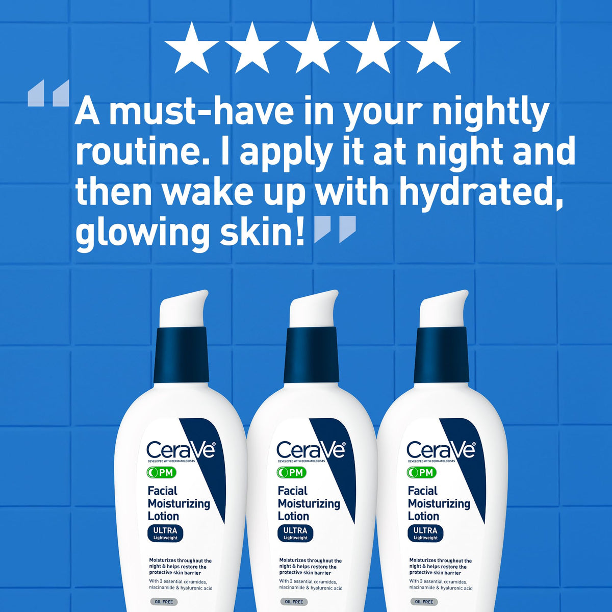 CeraVe PM Facial Moisturizing Lotion, Night Cream with Hyaluronic Acid and Niacinamide - Maple Wellness Supplements