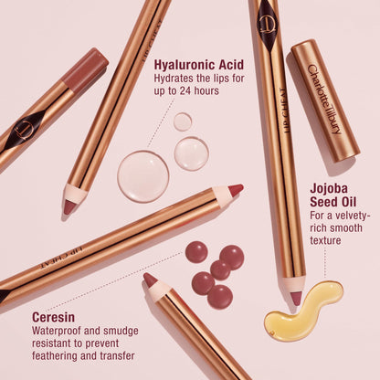 Charlotte Tilbury Lip Cheat Lip Liner Pencil - Gives Lips a Fuller-Looking, Defined Pout - Enriched with Jojoba Oil & Hyaluronic Acid - Waterproof, Smudge-Proof & Transfer-Proof - Pillow Talk Medium - Maple Wellness Supplements