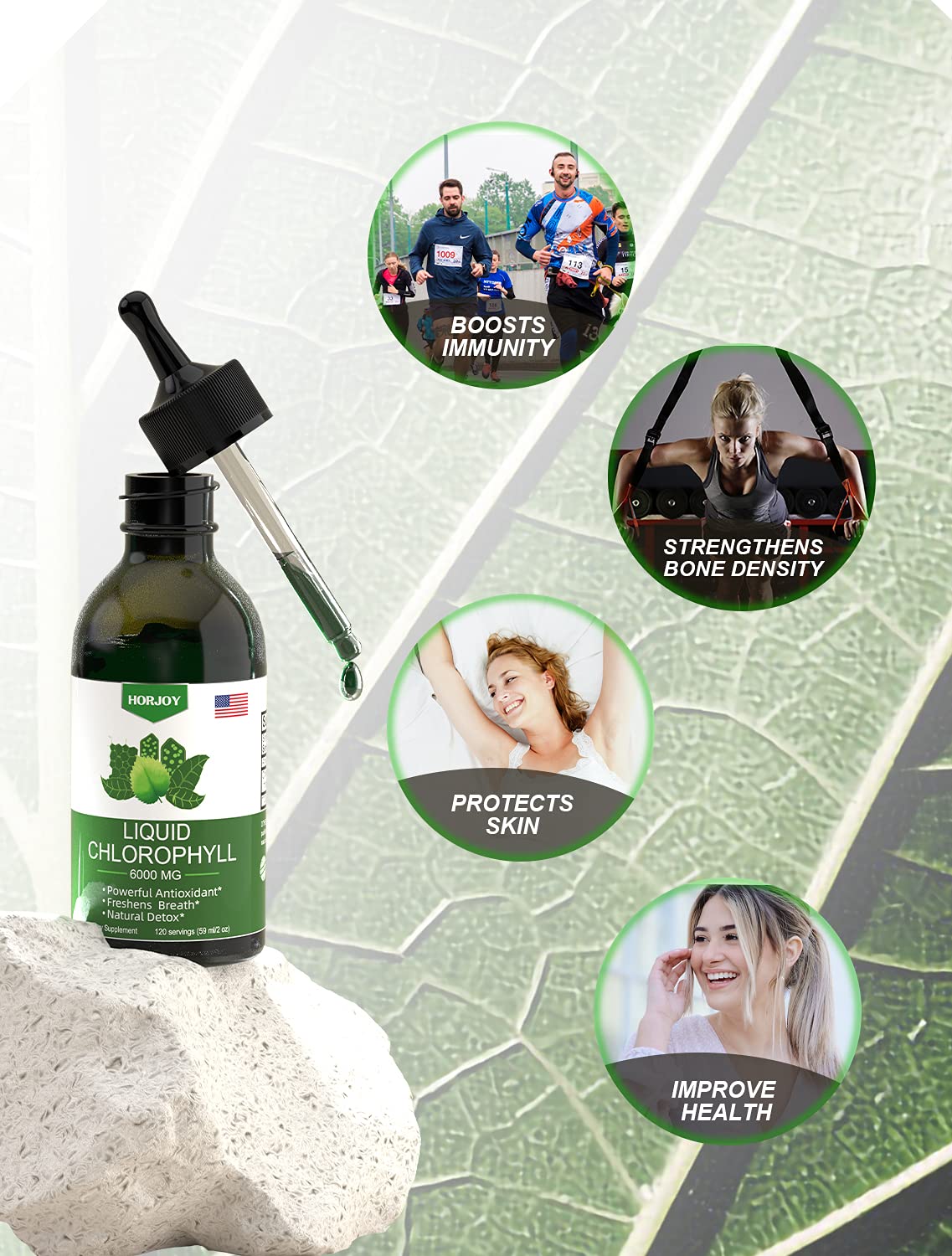 Chlorophyll Liquid Drops - 100% Natural Energy Booster and Immune Support - Internal Deodorant and Detox - Altitude Sickness Relief - Fast Absorption - Maple Wellness Supplements