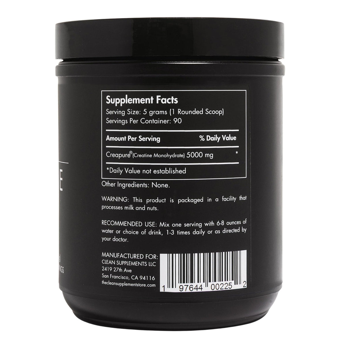 CLEAN Creatine - 100% Creapure® Creatine Monohydrate Powder for Muscle Health, Performance and Cognitive Support | 3rd Party Certified by NSF | 90 Servings | Unflavored | Vegan, Keto, and Gluten-Free - Maple Wellness Supplements