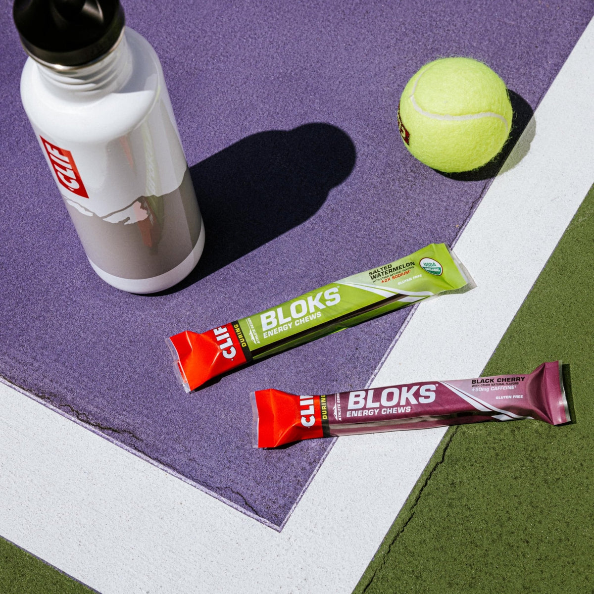 CLIF BLOKS - Mountain Berry Flavor - Energy Chews - Non-GMO - Plant Based - Fast Fuel for Cycling and Running - Quick Carbohydrates and Electrolytes - 2.12 oz. (18 Count) - Maple Wellness Supplements