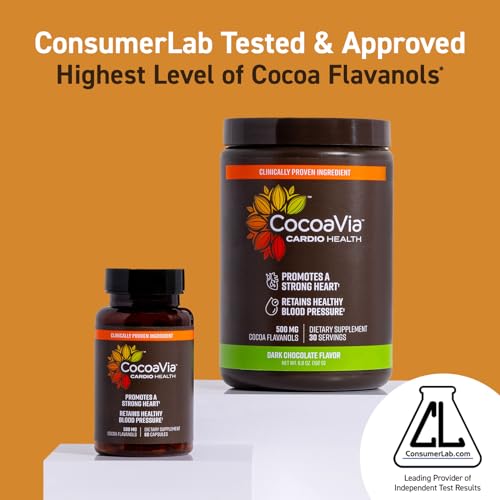 CocoaVia Cardio Health Cocoa Powder, 60 Servings, 500mg Cocoa Flavanols - Maple Wellness Supplements
