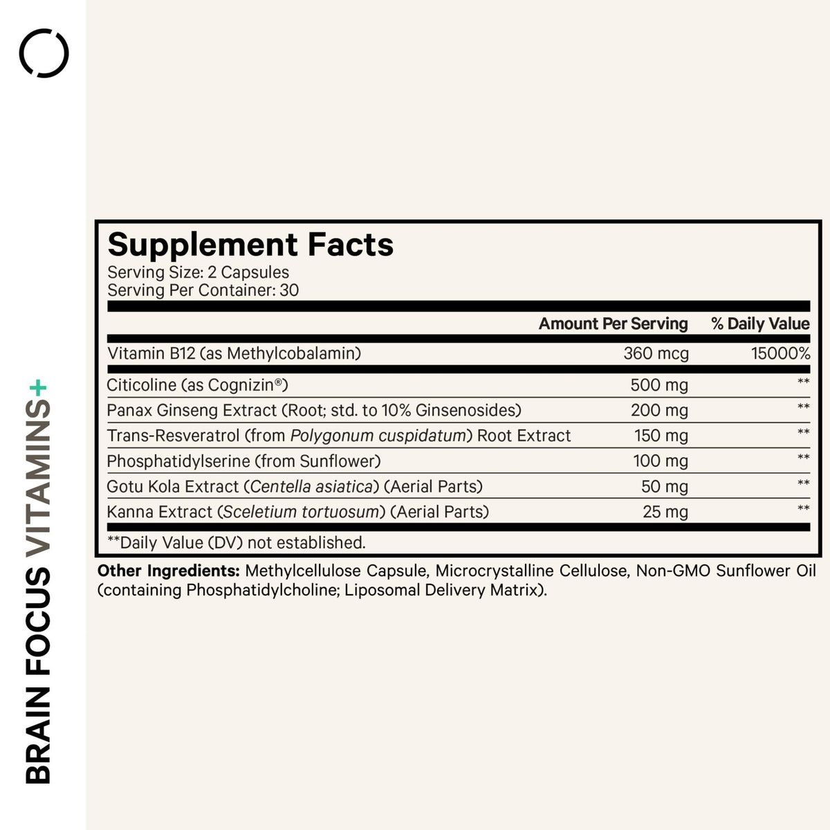 Codeage Brain Focus Vitamins+ Nootropic Supplement with Citicoline as Cognizin, Panax Ginseng, Resveratrol, Gotu Kola, Vitamin B12 Methylcobalamin - Liposomal Delivery - Non-GMO - 60 Capsules - Maple Wellness Supplements