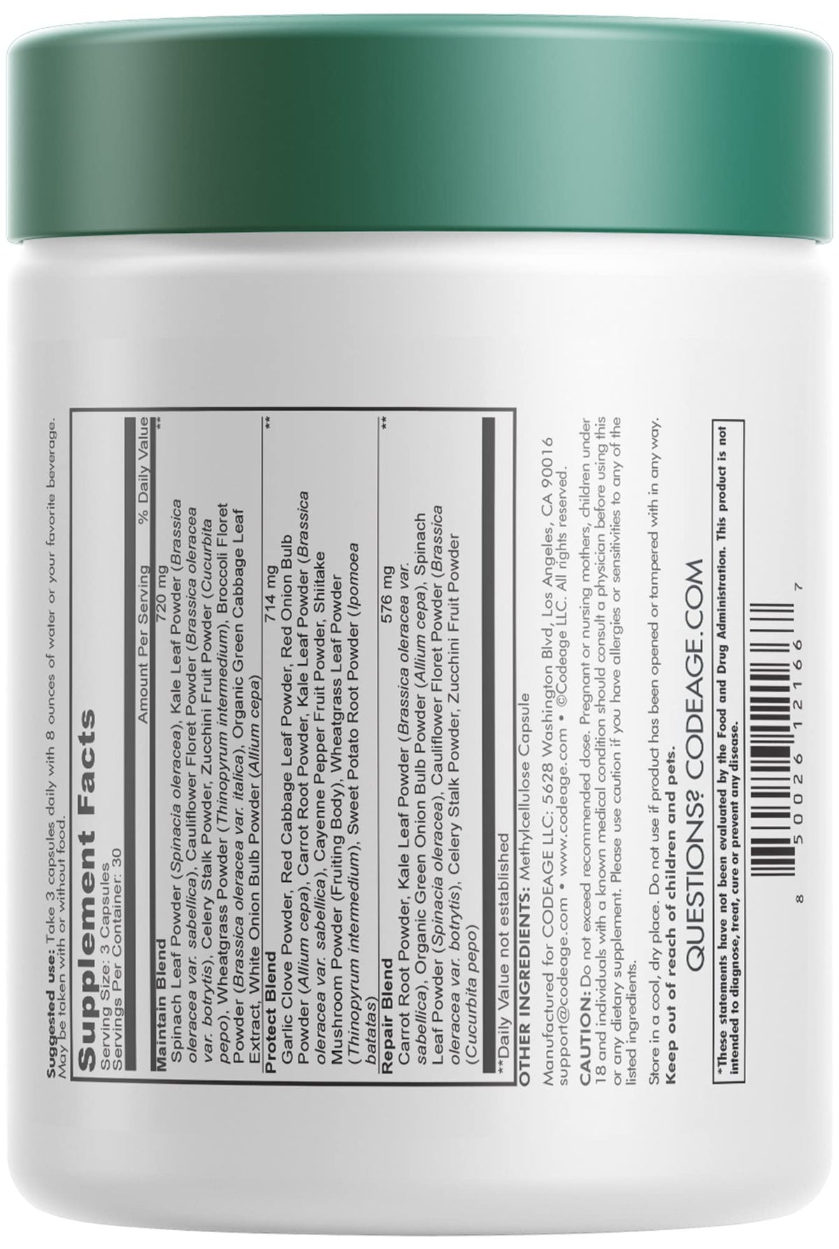 Codeage Instantfood Easy Veggies, Over 15 Vegetable Powders Equivalent All-in-One, Daily Vegan Blend, Whole Food Greens Vitamins Supplement Capsules, Phytonutrients Multivitamin, Non-GMO, 90 Capsules - Maple Wellness Supplements