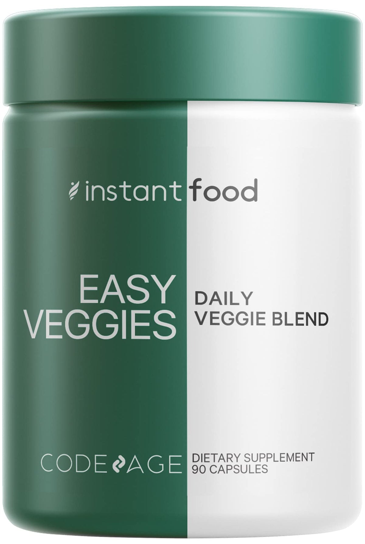 Codeage Instantfood Easy Veggies, Over 15 Vegetable Powders Equivalent All-in-One, Daily Vegan Blend, Whole Food Greens Vitamins Supplement Capsules, Phytonutrients Multivitamin, Non-GMO, 90 Capsules - Maple Wellness Supplements