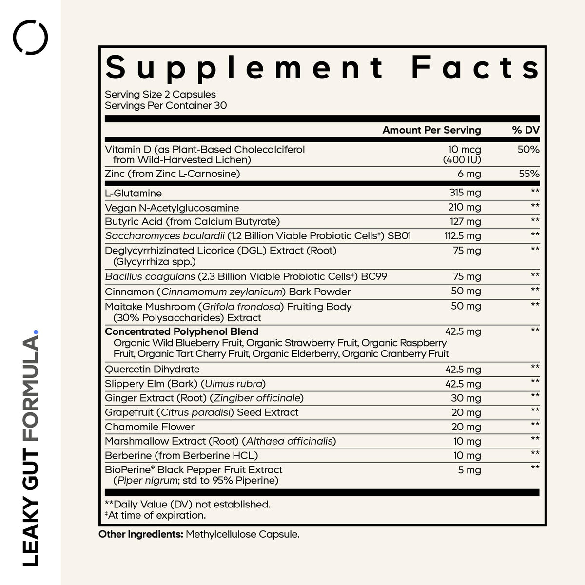 Codeage Leaky Gut Supplement, L-Glutamine, N-Acetylglucosamine, Probiotic, Butyric Acid, Polyphenols, Quercetin, DGL, Marshmallow Root, Berberine, BioPerine - Maple Wellness Supplements