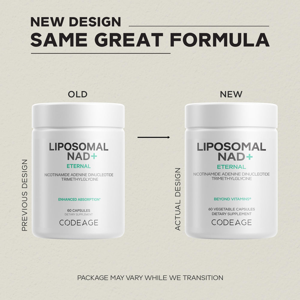 Codeage Liposomal NAD+ Supplement - NAD Nicotinamide Adenine Dinucleotide Coenzyme Pills - 500 mg NAD+ Per Serving & Betaine Anhydrous - Liposomal Delivery - Vegan, Non-GMO, Gluten-Free - 60 Capsules - Maple Wellness Supplements