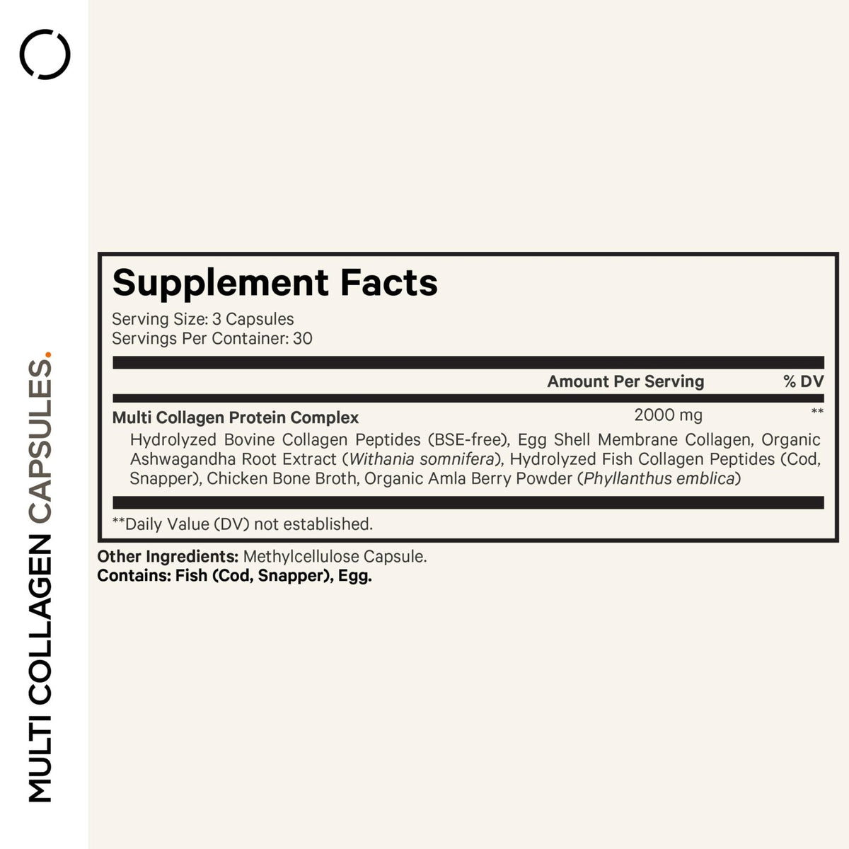 Codeage Multi Collagen Peptides Protein Capsules, 5 Collagen Types, Grass-Fed & Hydrolyzed Bovine Collagen Pills Supplement, Ashwagandha, Amla Berry Vitamins, Collagen Peptides - 90 Capsules - Maple Wellness Supplements