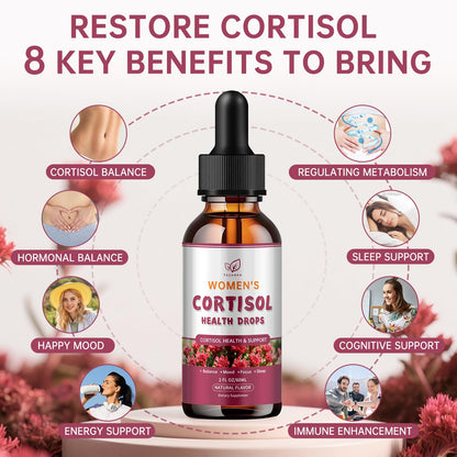 Cortisol Manager Liquid Drops, Cortisol Supplements for Women, with magnesium ashwagandha, rhodiola rosea,l-theanine,Phosphatidylserine-Promote Relaxation and Support Mood- 30 Day Vegan Supply - Maple Wellness Supplements