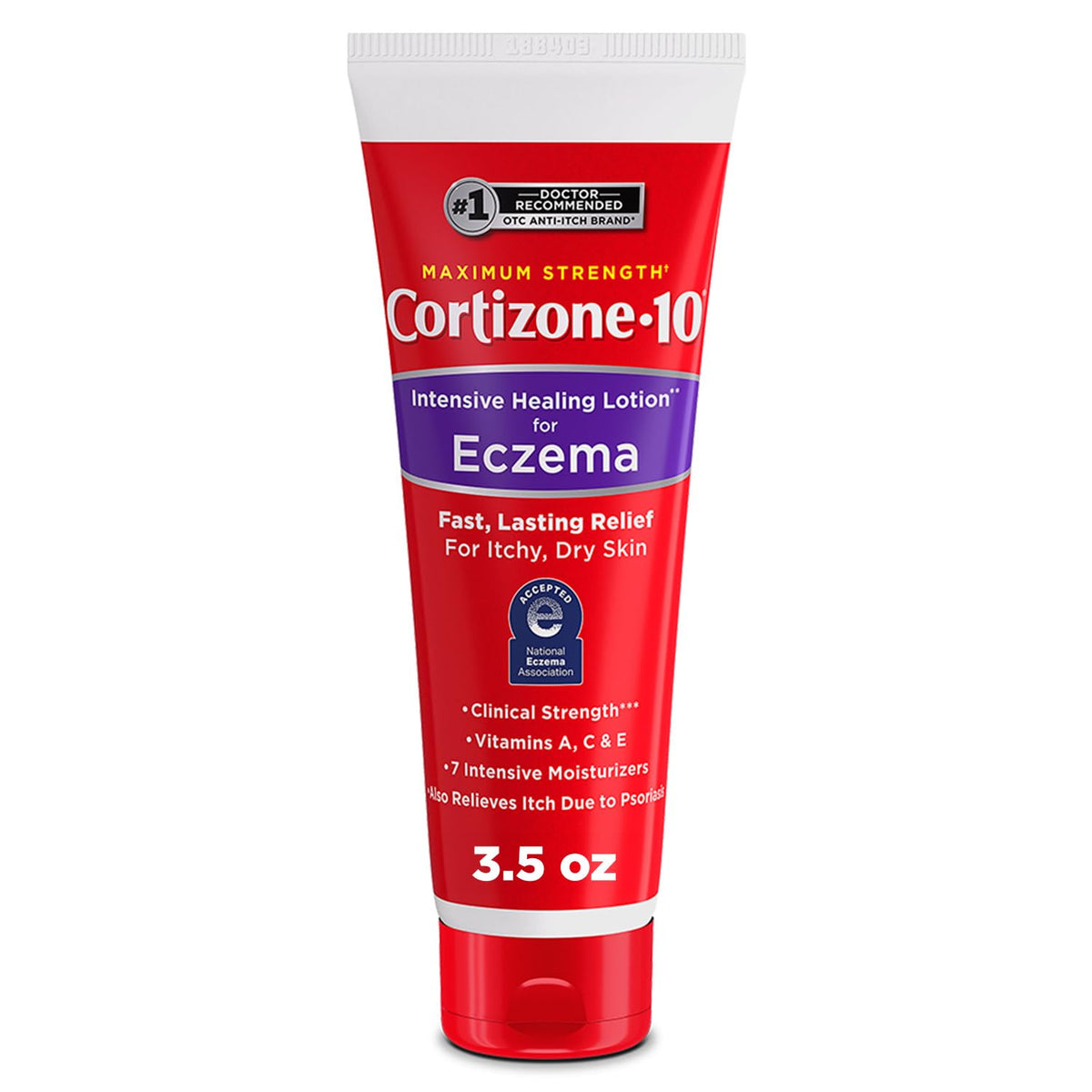 Cortizone-10 Maximum Strength Intensive Healing Itch Relief Lotion for Eczema, 1% Hydrocortisone, Fast-Acting, Anti-Itch Cream for Minor Skin Irritations, Rashes and Inflammation Due to Eczema, 3.5 oz - Maple Wellness Supplements