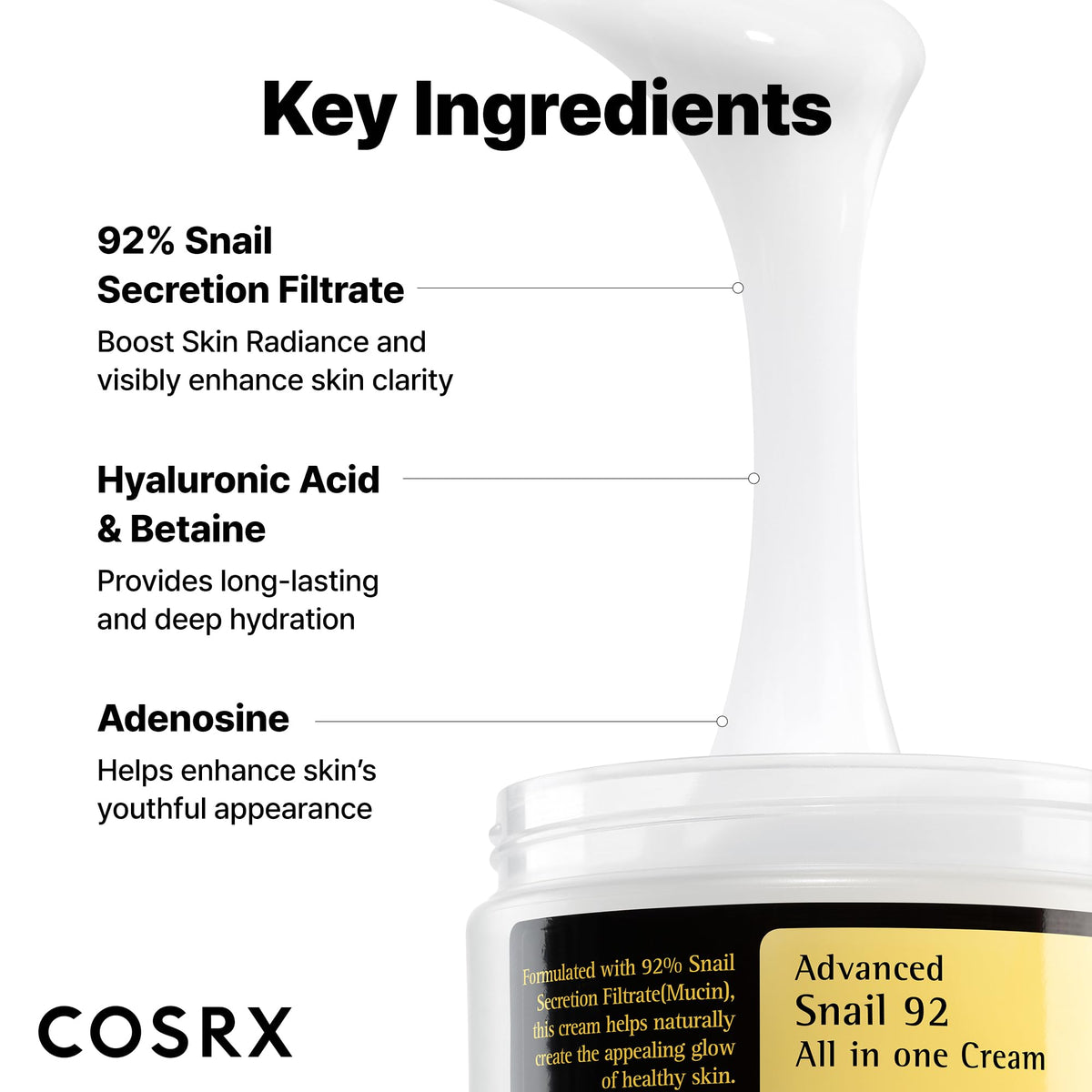 COSRX Snail Mucin 92% Face Moisturizer, 3.52 Oz, Lightweight Moisturing Cream for Soft - Maple Wellness Supplements